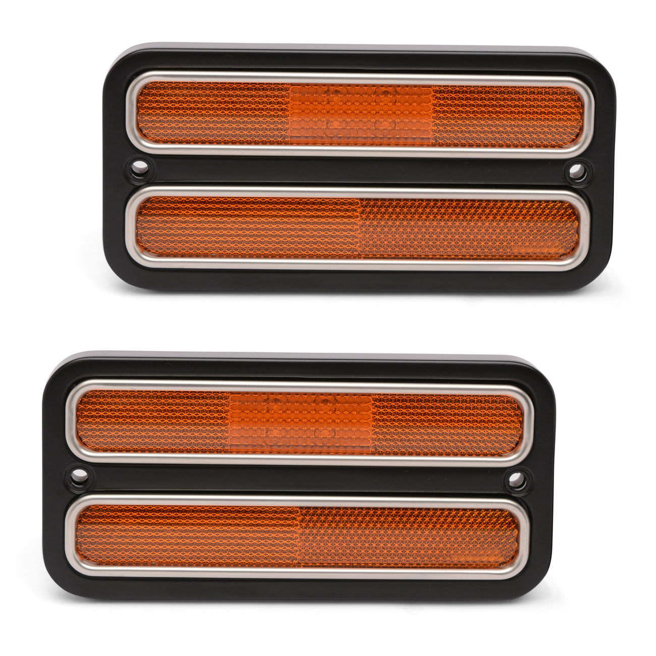 Billet Marker Light Bezels w/ Amber Lights - 1967-72 Chevy C-10