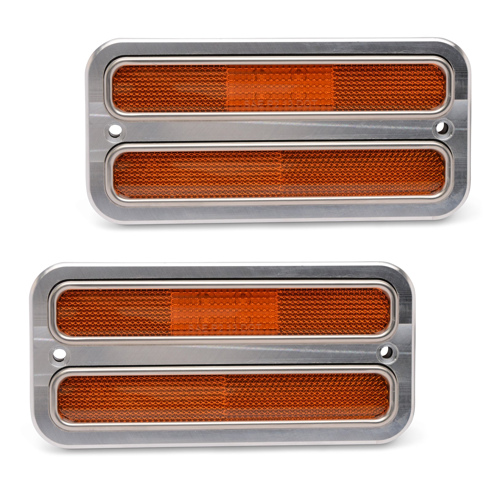 Billet Marker Light Bezels w/ Amber Lights - 1967-72 Chevy C-10